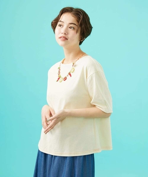 tシャツ Cosecha フルーツ刺繍ネックレス付きカットソー レディース
