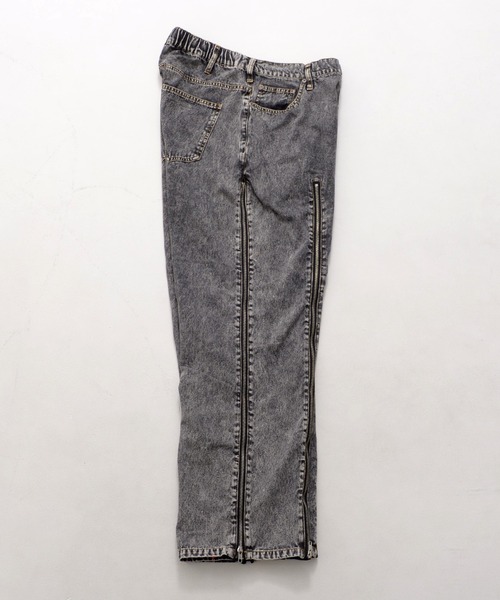 Revo. ジーンズ デニム×ジャージ ジップデザイン リメイク風パンツ