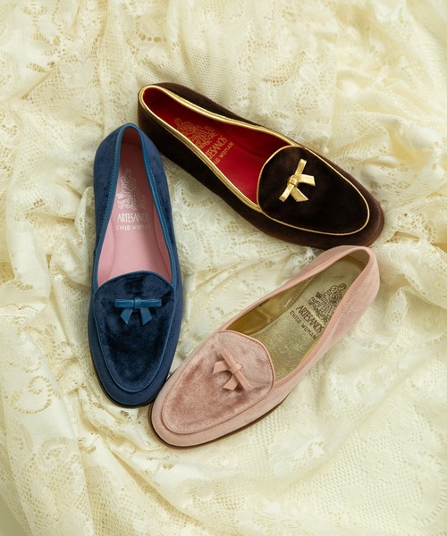 Dot＆Stripes CHILD WOMAN ローファー 「WEB別注」ARTESANOS ベロア