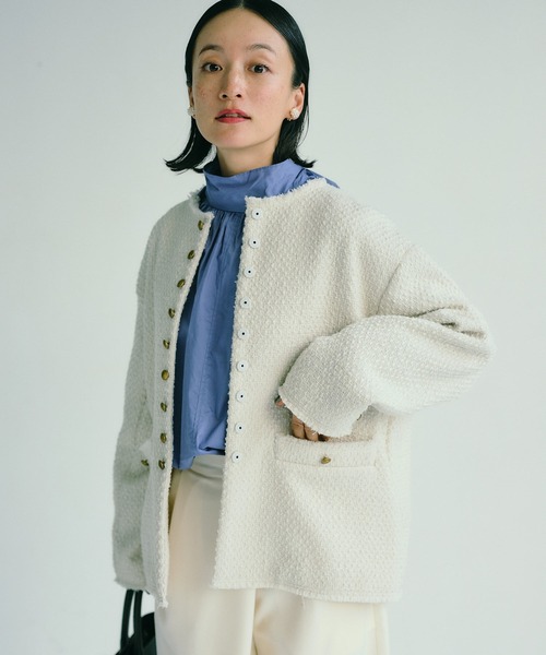 pual ce cin 「PUAL CE CIN」 ツイードジャケット FREE アイボリー