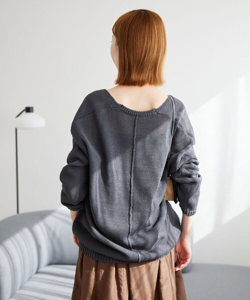 SLOBE IENA(スローブイエナ) 長袖セーター レディース美品  ブラウン Vネック SLOBE IENA 「SLOBE IENA」 Vネックニット - ブラウン