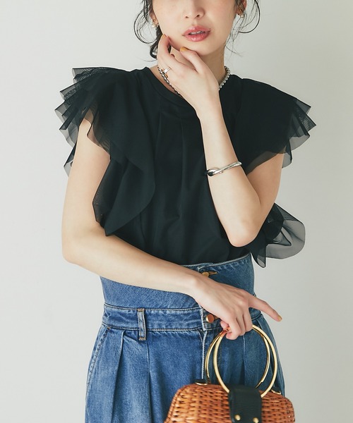 「La boutique BonBon」 半袖ブラウス FREE ブラック レディース