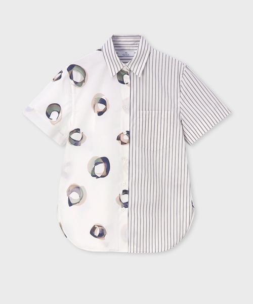 ブラウス シャツ ウィメンズ “Painted Spot” ミックスアップ 半袖シャツ / 255302 SH272 レディース