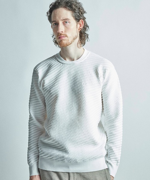 セーター ニット 「COLE HAAN/コール ハーン」別注ブリスタージャガードハイゲージニットTEE「マシンウォッシャブル」 メンズ
