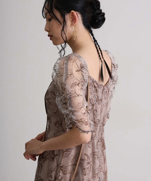 atlo（アトロ） ドレス トルネード パイピングスクエアネックフレア