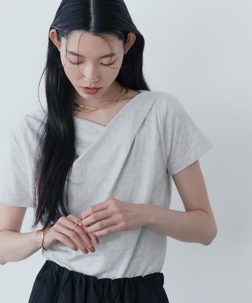 INDIVI GALLEST tシャツ ドレープクロップドカットソー レディース