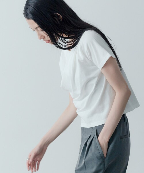 INDIVI GALLEST tシャツ ドレープクロップドカットソー レディース