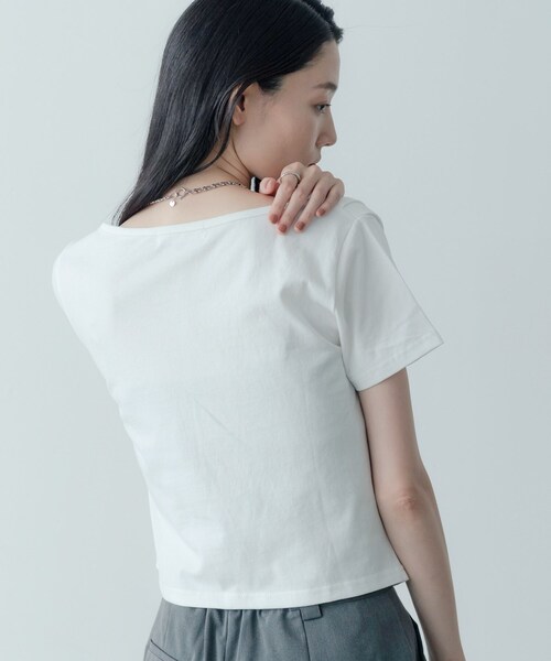 INDIVI GALLEST tシャツ ドレープクロップドカットソー レディース