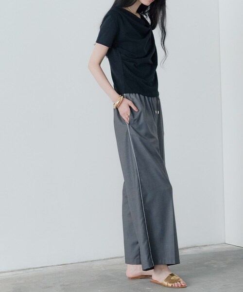 INDIVI GALLEST tシャツ ドレープクロップドカットソー レディース