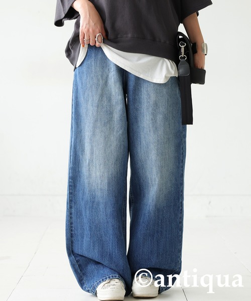 「antiqua」 デニムパンツ L ノンウォッシュ レディース