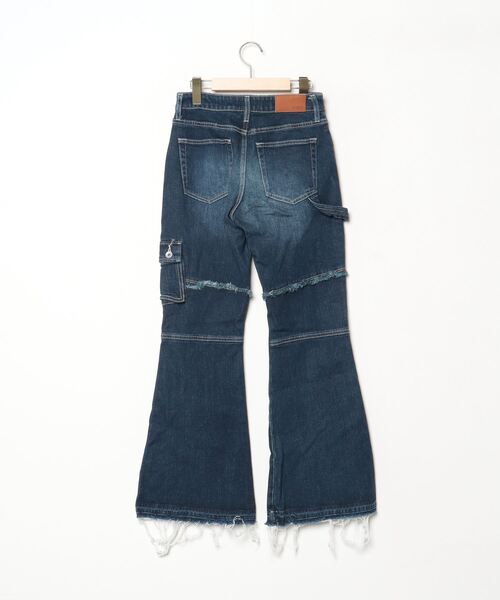 [EVRIS] обработка ботинки cut Denim брюки MEDIUM индиго голубой женский 