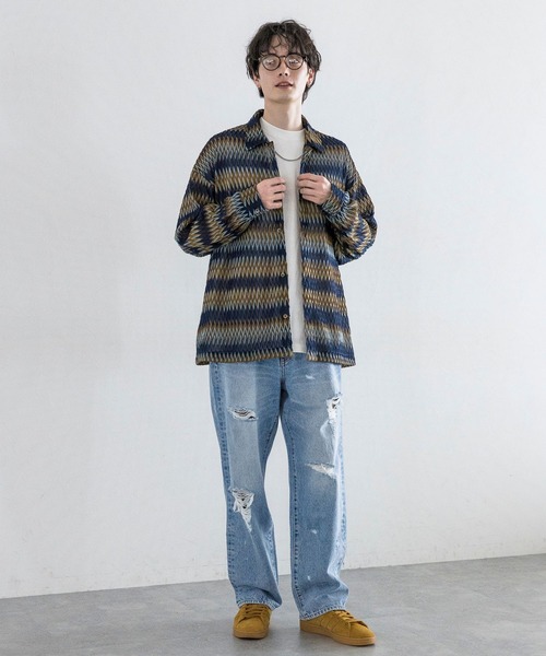 「RAGEBLUE」 ダメージ加工デニムパンツ LARGE グレー メンズ