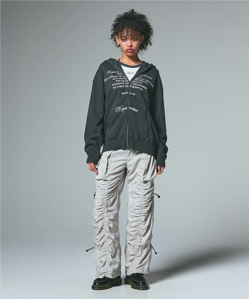 X-girl（エックスガール） パーカー EYELET EMBROIDERY ZIP UP SWEAT