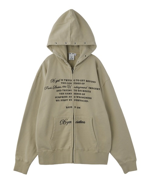 X-girl（エックスガール） パーカー EYELET EMBROIDERY ZIP UP SWEAT