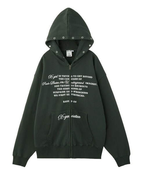 X-girl（エックスガール） パーカー EYELET EMBROIDERY ZIP UP SWEAT