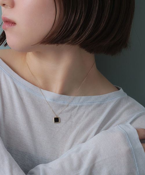 Lilas ネックレス スライスオニキススクエアネックレス K10 レディース