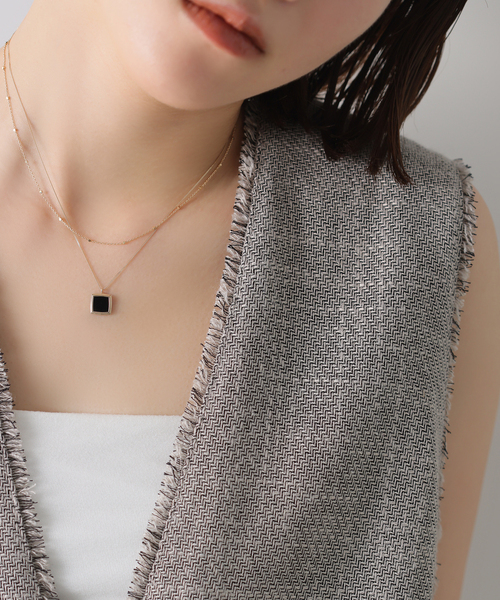 Lilas ネックレス スライスオニキススクエアネックレス K10 レディース
