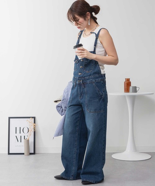 LARU（ラルー） サロペット オーバーオール デニムサロペットワイド