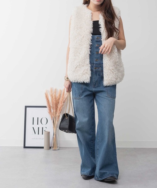 LARU（ラルー） サロペット オーバーオール デニムサロペットワイド