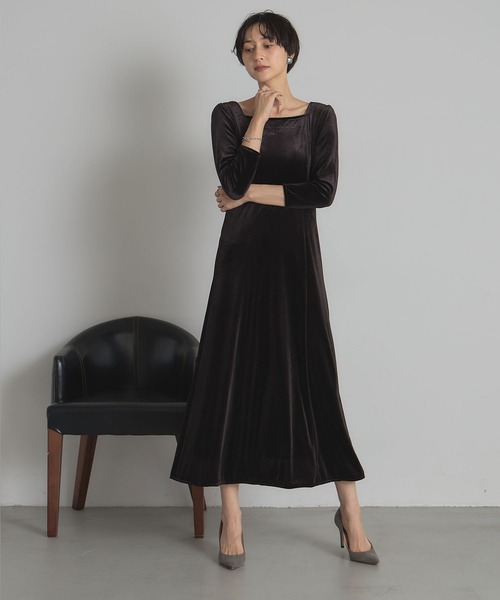 &. NOSTALGIA（ノスタルジア） ワンピース ベロアロングワンピース