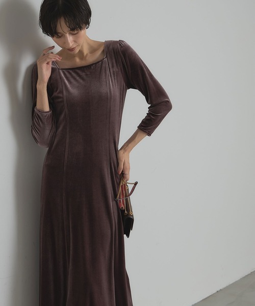 【新品タグ付き】olu. ブラウン ベルベット ロングワンピース ベロアサイズ1 新品タグ付き】olu. ブラウン ベルベット ロングワンピース ベロア