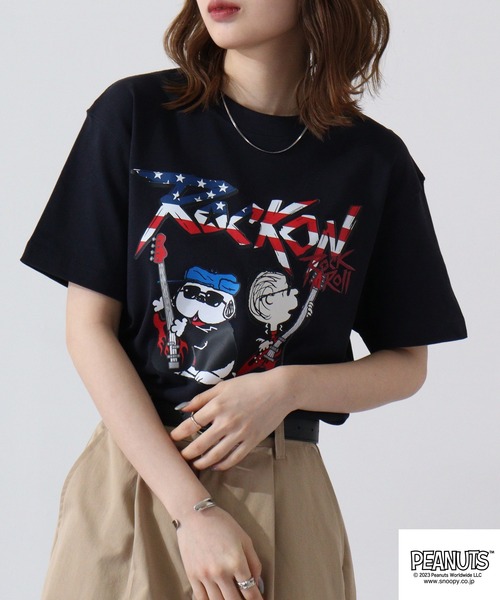 「PEANUTS」 半袖Tシャツ M ネイビー レディース_画像8