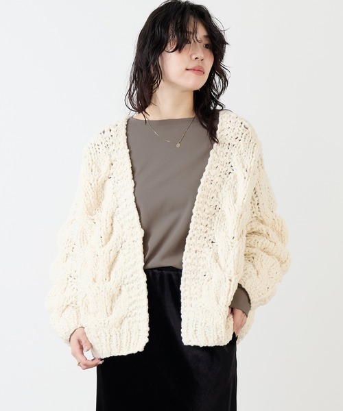 ameri vintage アメリ ミックスヤーンパッチワークニットカーディガン