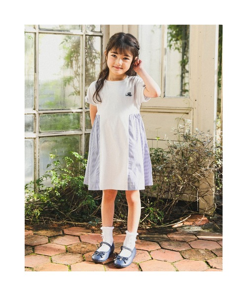 「BeBe」 「KIDS」半袖ワンピース 150 グレー キッズ_画像2
