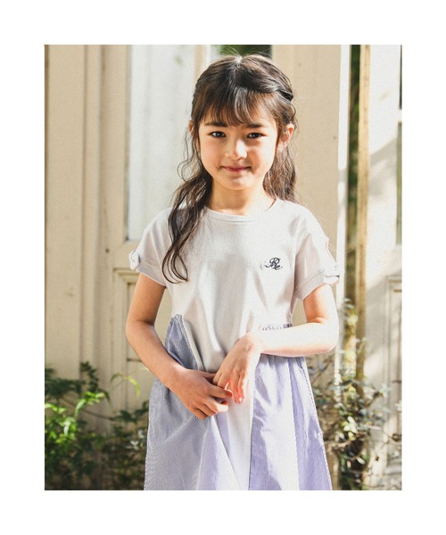 「BeBe」 「KIDS」半袖ワンピース 150 グレー キッズ_画像5