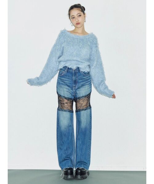 EVRIS（エヴリス） ジーンズ デニム デニムパンツ レースドッキング