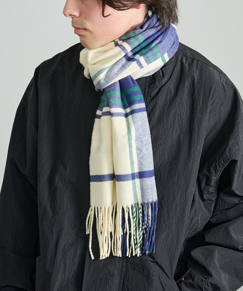 【新品 未使用】 SET UP7 カシミア100% チェック柄 マフラー セットアップセブン SETUP7 【SETUP7】カシミヤ100％ チェック柄
