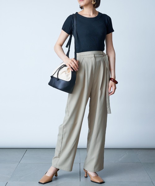 「MAISON BREEZE」 スラックス FREE ネイビー レディース_画像6