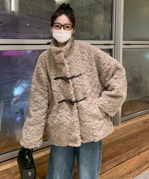 Aelina ブルゾン アウター シングルブレストボアコート レディース