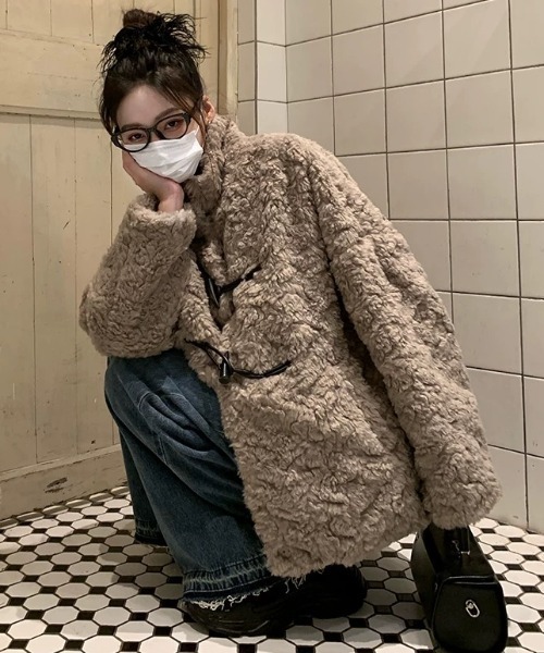 Aelina ブルゾン アウター シングルブレストボアコート レディース