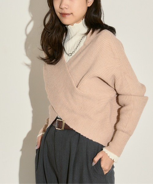 H.TOKYO ニット セーター フロントクロスVネックカシュクールニット