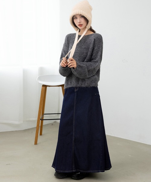 DAY CLOSET デニムスカート 「バックゴム有」揺れ感メイクサイド