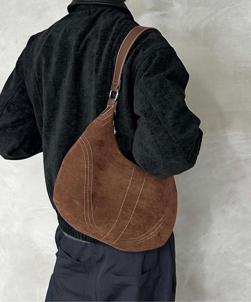 ショルダーバッグ Curve Stitch Suede Bag / カーブステッチスエード