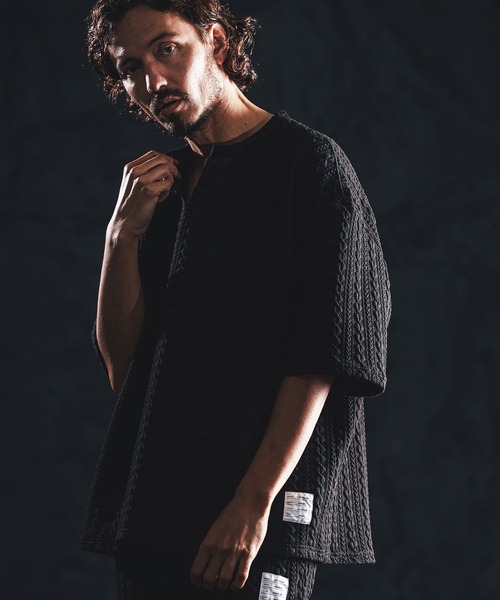 【UJOH/ウジョー】別注 Key Neck TOP/キーネックトップス wjk reluxe tシャツ mt10163-cable knit jacquard key neck SS