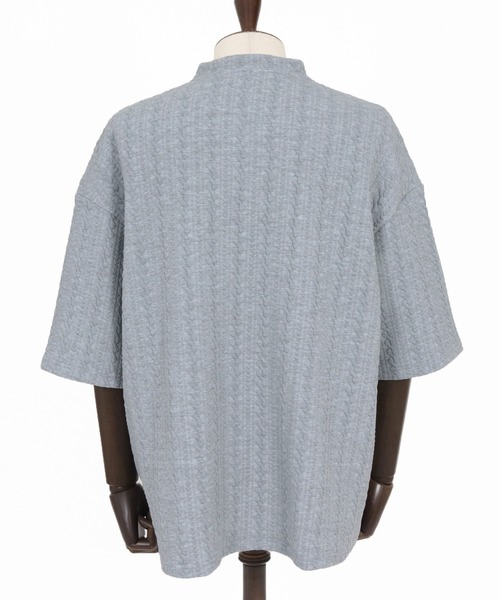 wjk reluxe tシャツ mt10163-cable knit jacquard key neck SS