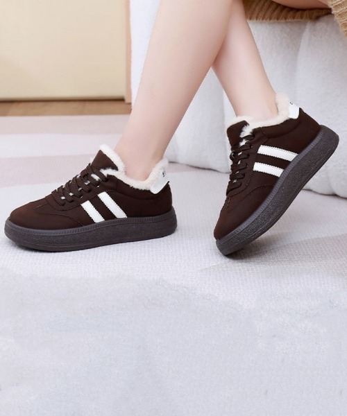 スニーカー フェイクファーライニング 厚底スニーカー レディース
