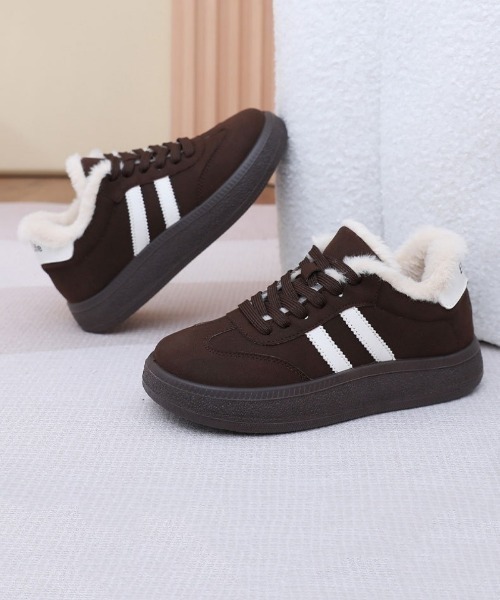 スニーカー フェイクファーライニング 厚底スニーカー レディース