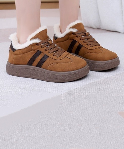 スニーカー フェイクファーライニング 厚底スニーカー レディース