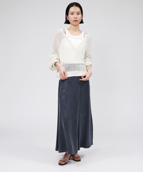 「BABYLONE」 ロングスカート 36inch グレイッシュベージュ レディース_画像8