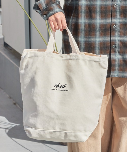 ショッピングバッグ　2色　10枚 NANGA（ナンガ） トートバッグ NANGA LOGO 2WAY CANVAS TOTE BAG マチ