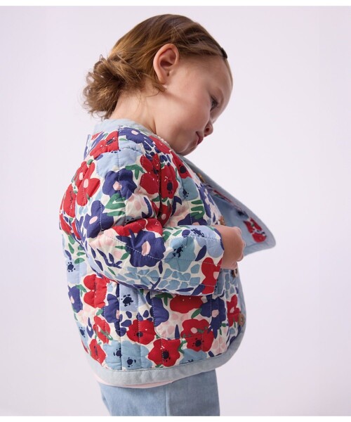 カーディガン フラワーキルティングブルゾン キッズ 子供服の画像