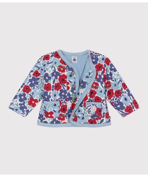 カーディガン フラワーキルティングブルゾン キッズ 子供服の画像
