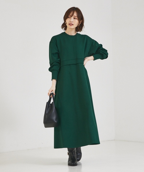 「abahouse mavie」 長袖ワンピース フリー ベージュ レディース_画像3