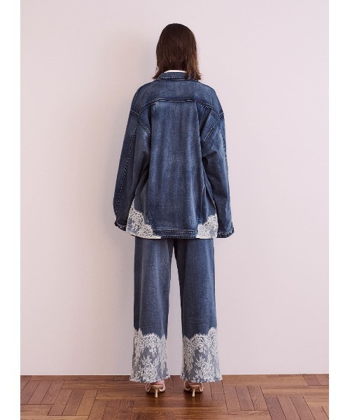 新品タグ付き coel レースコンビワイドデニム 38 ブルー COEL（コエル） ジーンズ デニム デニムパンツ レースコンビデニム