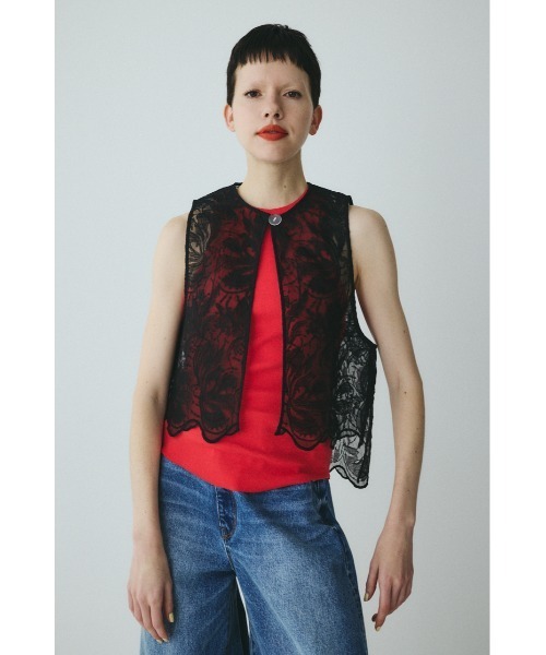 L'Appartement 【Lisiere】Lace Vest レースベスト HeRIN.CYE ベスト ジレ Lace vest レースベスト レディース : ZOZOTOWN