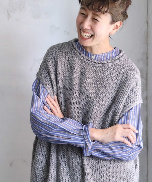 「soulberry」 半袖ニット L グレー レディース_画像5